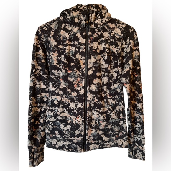 Lululemon Scuba Hoodie Cotton Fleece EUC Spring Bloom Multi / Alpine White Sz 4 - Picture 2 of 9